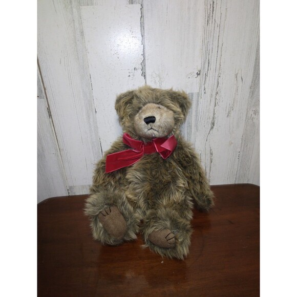 Bath & Body Works Aspen Teddy Bear Plush 10"  Red Bow  w/tag Stuffed Animal Toy - Picture 1 of 6